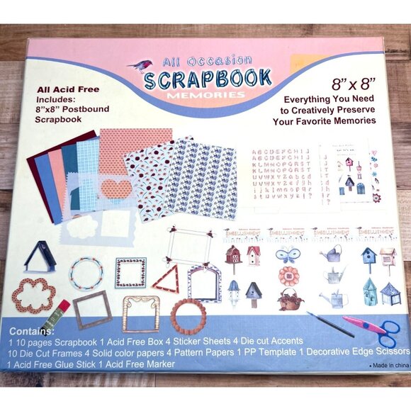 All Occasion Scrapbook Kit 8"x8" Includes Postbound Album Acid-Free Materials St - Picture 3 of 9